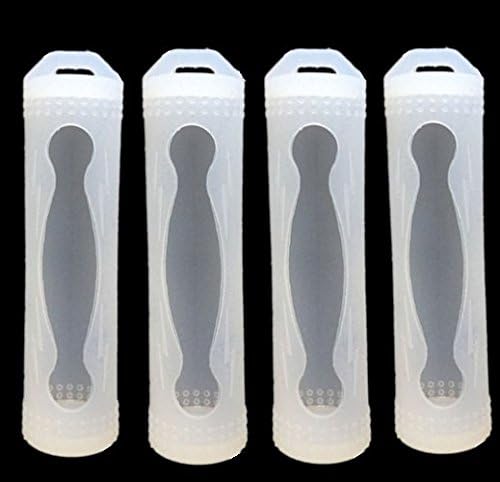 4pcs Clear Color Silicone Protective Cases for 18650 Batteries