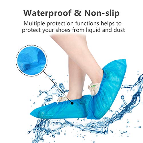 Shoe Covers Disposable Non Slip-100 Pack (50 Pairs) Waterproof Durable Shoe & Boot Covers for Indoor Carpet Floor Protection, Fits All