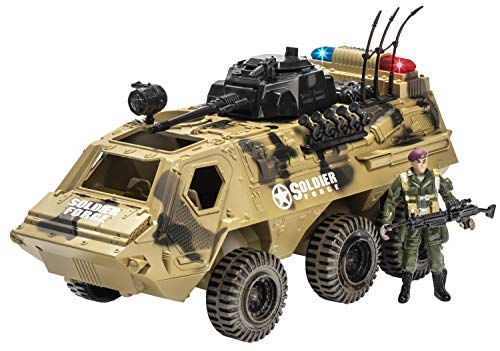 Memtes Military Fighter Army Truck Tank Toy with Mini Army Soldier with Lights and Sound