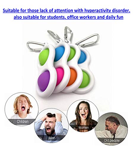 4PCS Simple Dimple Fidget Keychain, Mini Popping Fidget Toys Sensory Therapy Popper Portable Stress Relief Hand Toys for Kids and Adults in Office Home School（Muti-Colored)