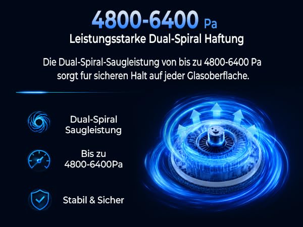 HIXZAP 4800 – 6400pa Robot Window Cleaner with Double Jet of Water, 3 Cleaning Modes, Intelligent Edge Detection, Remote Control and 10 Cloths