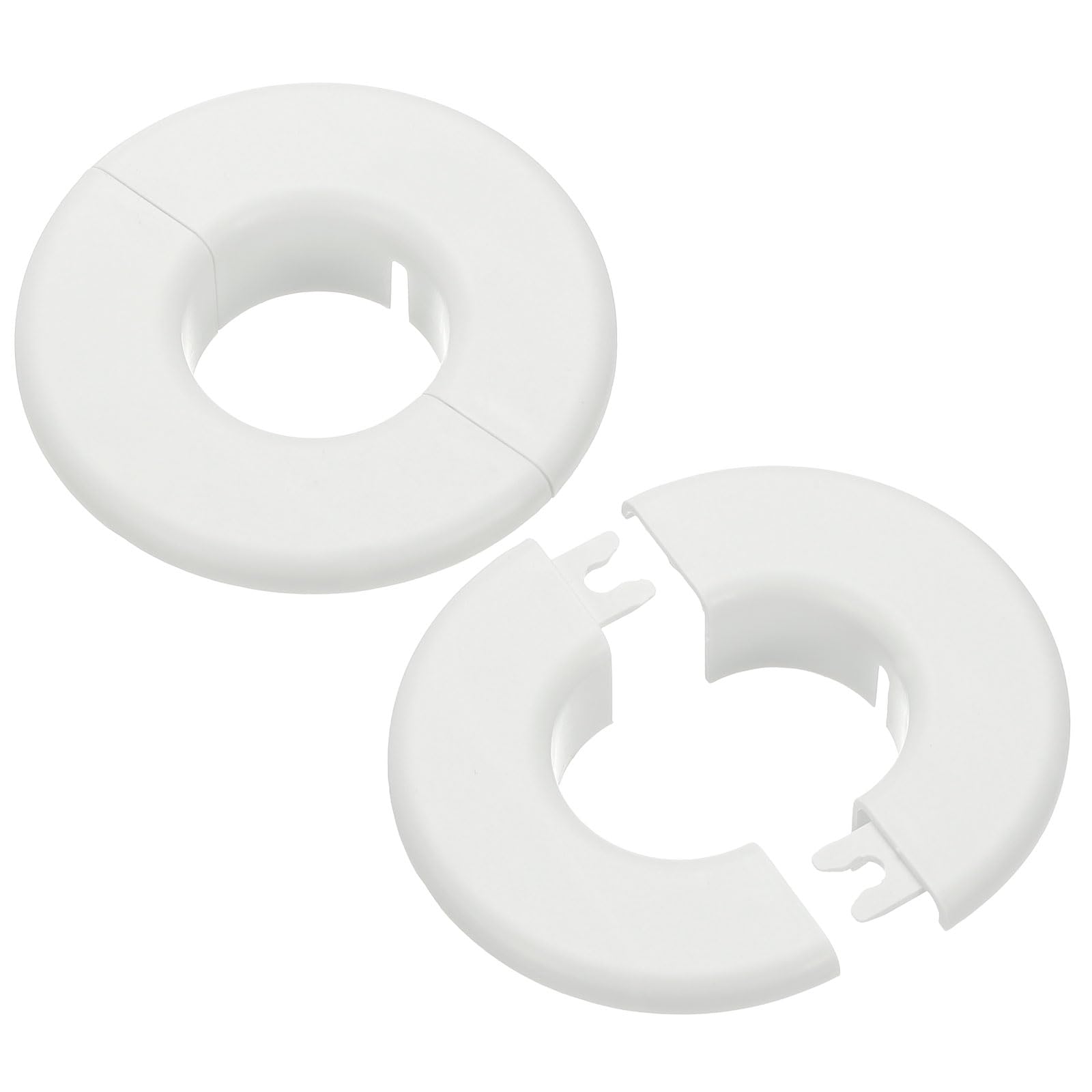 Photo 1 of PATIKIL Wall Split Flange 1.5" (37mm), 2 Pcs Round Detachable Escutcheon Plate Buckles Water Pipe Cover for Kitchen Bathroom Air Conditioner Arm Pipe Faucet Decoration, White