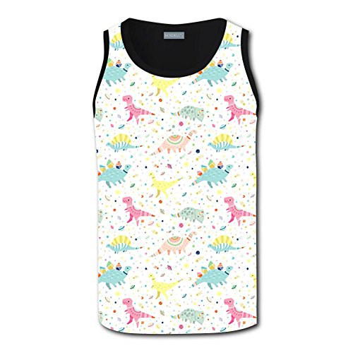 CODOIT Dinosaur Pattern Tank Top Sleeveless Graphics Tees for Men