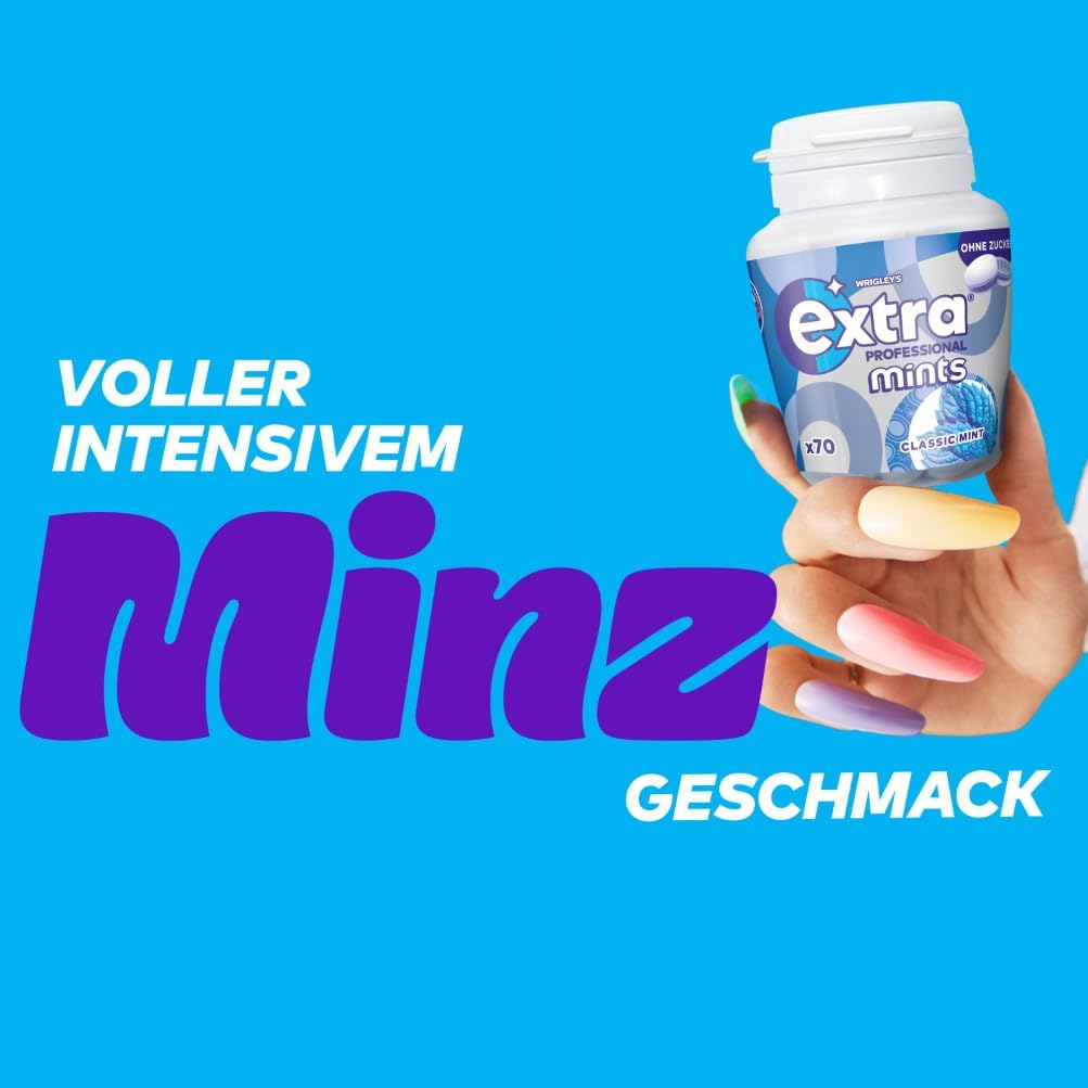 Extra Professional Mint Zuckerfreie Lutschpastillen, Multipack mit 6 x 70 Lutschbonbons, Süßigkeiten mit Minzgeschmack, Xylitol Mints, Lutschbonbons für frischen Atem 3
