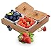 Ceramic Snack Serving Tray 4-Compartment Tray Serving Platter with Bamboo Lid and Pallets,Moisture-Proof Bowls for Food,Snacks,Condiments, Appetizers