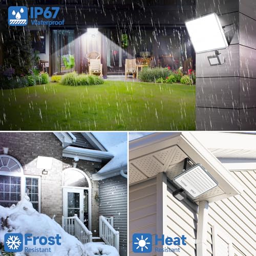 TASINUO Outdoor LED Spotlights with Motion Sensor 100 W 10000 LM 2 Pieces | 6500K Cool White LED Lamp, IP67 Waterproof Light with Motion Sensor, Outdoor Light for Garden, Terrace, Garage, Entrance