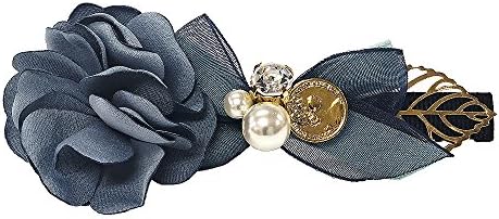 VJU Floral Pearly Iris Steel Blue Handmade Hairclips Barrettes Hairpins Hair Accessories for women for girls Presents for Women Girls Mom Wife