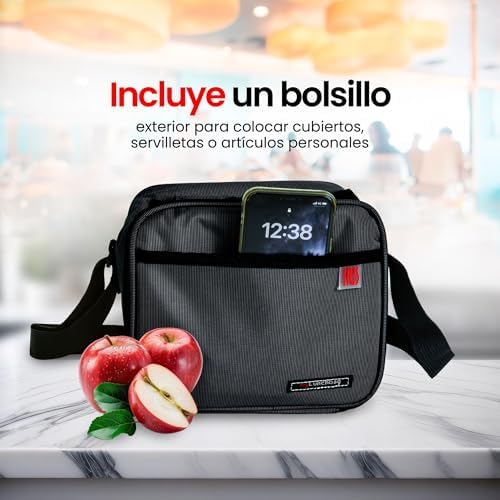 Saco de Comida Térmica 4,2 L - Saco Térmico Conjunto com 2 Recipientes Herméticos de 0,6 L e 0,8 L, Lancheira de Parede Extra Espessa com Efeito Frigorífico, Lancheiras de Trabalho, Camping, Cinzento