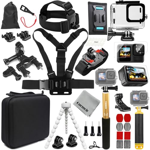 Gurmoir Action Camera Accessory Kit for Gopro 13 12 11 10 9, Camera Action Kit Compatible with Gopro Hero 13 12 11 10 9 (DT16)