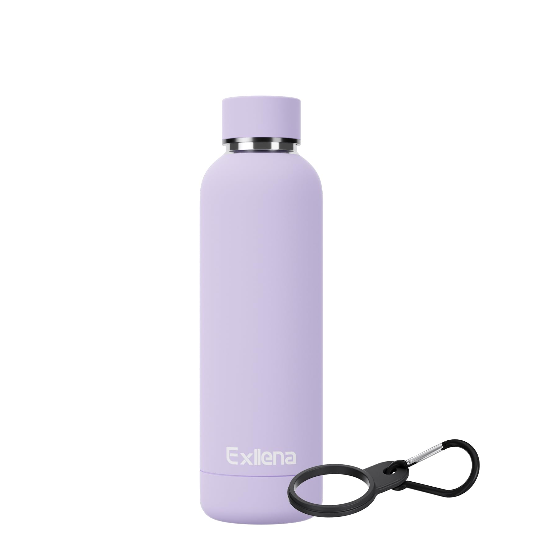 Exllena Insulated Water Bottles 500ml with Clip, Double Wall Vacuum Drinks Bottle Keeps Drinks Cold 24 Hrs/Hot 12 Hrs, Stainless Steel Water Bottle BPA Free (Purple) — image 1