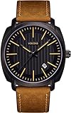 Voeons Men's Analog Auto Date Quartz Watch, Brown Leather Strap Casual Wrist Watch for Men, 30M Waterproof