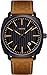 VOEONS Leather Watches for Mens Brown Genuine Leather Business Watch Analog Quartz Classical Casual Watches for Men, Teens, Waterproof, Calendar