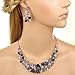 EVER FAITH Silver-Tone Austrian Crystal Hibiscus Flower Necklace Earrings Set Purple