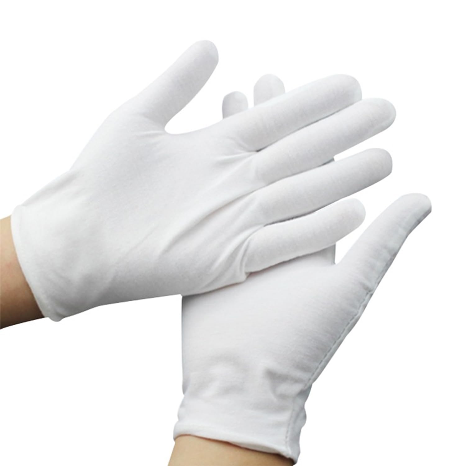 SYEYCW 5 Pairs White Cotton Gloves, Unisex Ladies Men White Magicians Gloves, One Size Fits All, White Gloves for Eczema, Police, Waiters, Drivers, Jewelry Inspection, Magicians, Santa, Kids, Adult