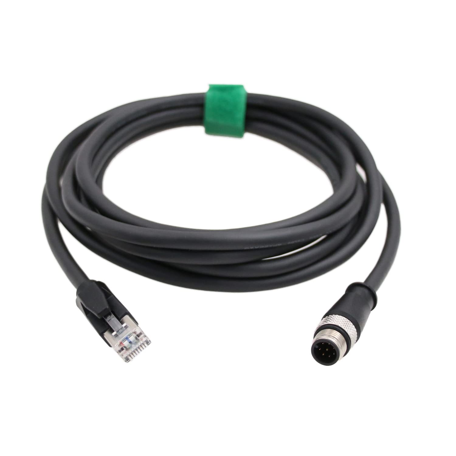 HangTon Ethernet M12 8 Pin A-Coded Male to RJ45 CAT6 Cable for Cognex In Sight Micro 7000 5000 Data Man Reader 200 300 Industrial Automation Application High Speed Black 2m