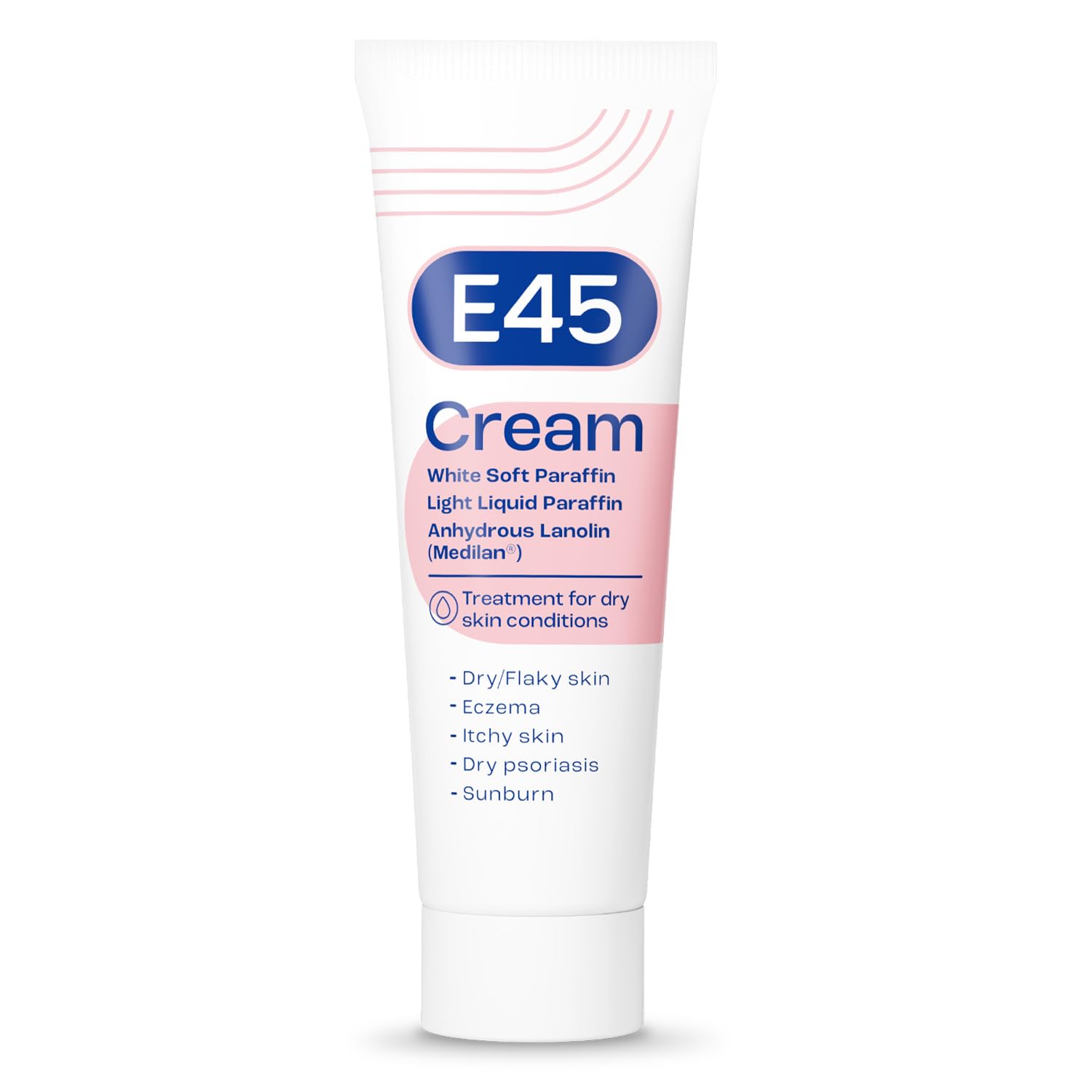 E45 Cream 50 g – Moisturiser for Dry Skin and Sensitive Skin - Emollient Body Cream to Soothe Dry and Irritated Skin - Itchy Skin, Eczema Cream - Perfume-Free Face Cream and Non-Greasy Hand Cream