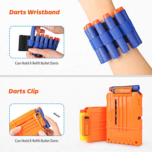 Kids Tactical Vest Kit for Nerf Guns Series with Refill Darts,Dart Pouch, Reload Clips, Tactical Mask, Wrist Band and Protective Glasses for Boys(2 Pack) - Thumbnail 4