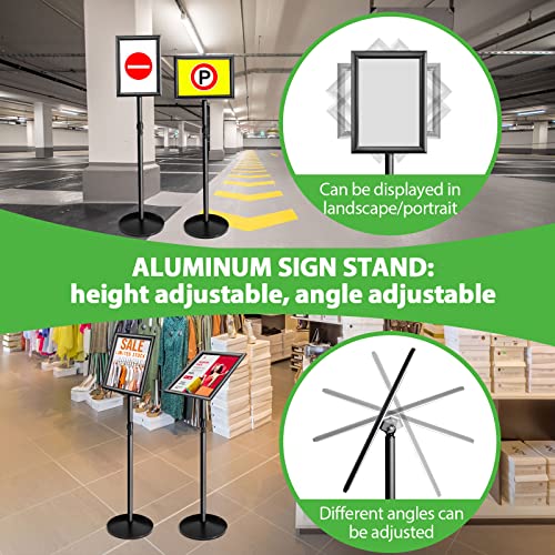 Newzealkids A4 Adjustable Poster Stand, Heavy Duty Floor Standing Poster Stand Notice Holder for Wedding, Show, Advertising (Black)