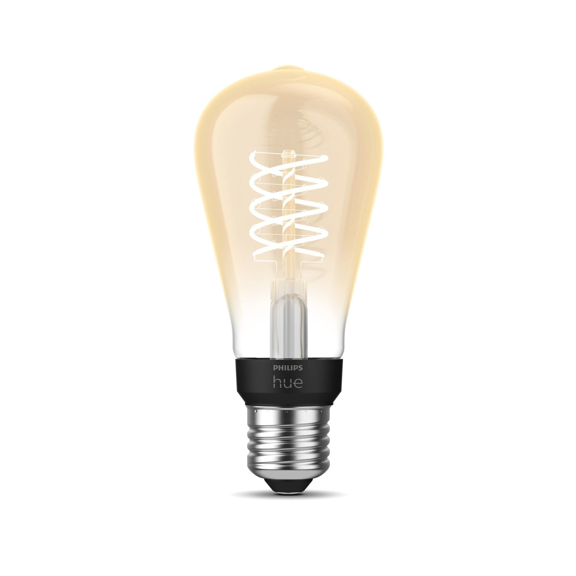 Philips Hue White Filament ST64 Smart Light Bulb [E27 Edison Scew] with Bluetooth, for Indoor Decorative Home Lighting, Vintage.