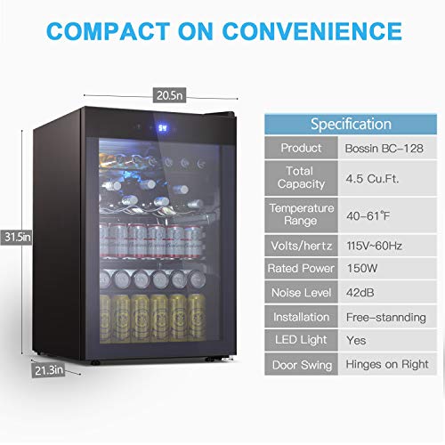 BOSSIN Beverage Refrigerator and Cooler, 120 Can Capacity with Smoky