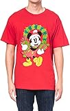 Disney Mens T-Shirt Mickey Mouse Christmas Wreath Graphic Print Tee