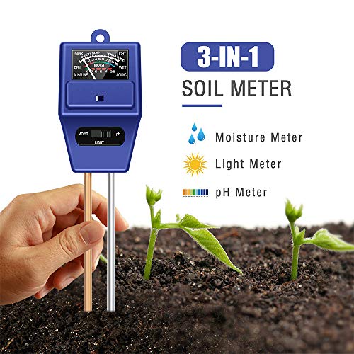 JeahoreKy Soil pH Meter, 3-in-1 Soil Test Kits with Moisture,Light and PH Tester for Plants, Garden, Farm, Lawn, Indoor & Outdoor (No Battery Needed)