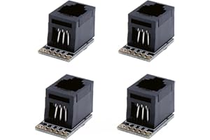Treedix 4PCS RJ11 6-pin Breakout Board with PCB Mount Black Modular Jack 6P6C Telephone Socket Connector Jack Coupler
