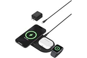 Belkin BoostCharge Pro 3-in-1 MagSafe-Compatible Wireless Charging Pad with Qi2 15W, Fast Charging iPhone Charger, Compatible with iPhone 16, 15, and 14 Series, AirPods, Apple Watch, & More - Black