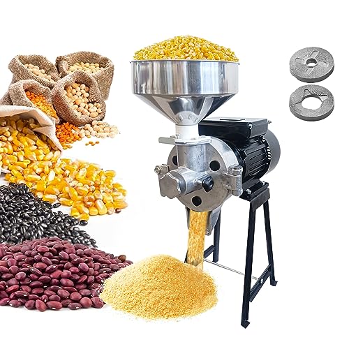 Eachbid 1500W Dry&Wet Electric Grain Mill Corn Grinder with Funnel, 2