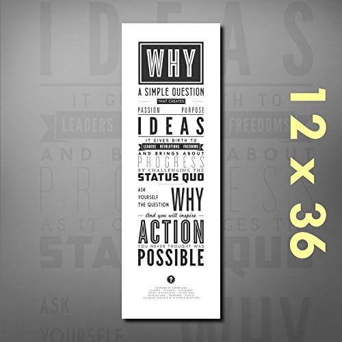 Inspirational Quote: "Ask Why" Print Poster. Inspirational and Motivational Poster and Classroom Decor, 12"x36" Unframed