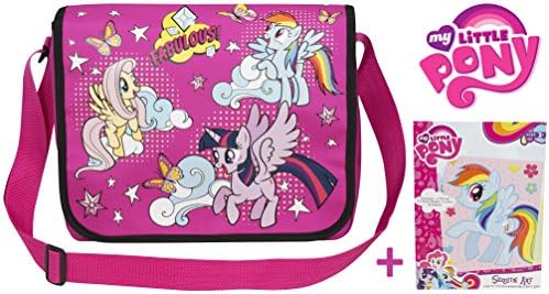 BUNDLE: Kids My Little Pony Messenger Shoulder Bag for Girls including a FREE MLP Sequin Art Kit