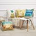 Anickal Summer Decorations Set of 4 Decorative Throw Pillow Covers 18x18 Hello Summer Beach Pineapple Sunshine Starfish Cotton Linen Pillow Cases for Summer Home Decor