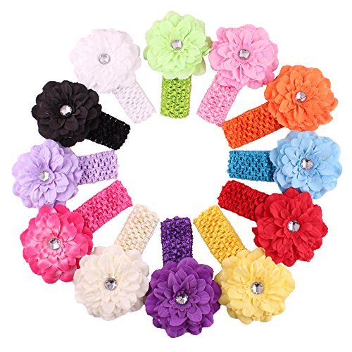 Qandsweet Baby Girl's Headbands with Flower Adjustable Hairband infant hair accessories