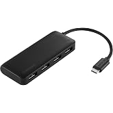 Insignia 4-Port USB-C Hub, Fast Data Transfer, USB Splitter Expander for Laptop, Xbox, Flash Drive, HDD, Console, Printer, Camera, MacBook, Surface, PC, Black