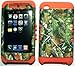 iPod Touch 4 Case, Bastex Heavy Duty Hybrid Soft Neon Orange Silicone Cover Hard Leaf Camo Design Case for Apple iPod Touch 4