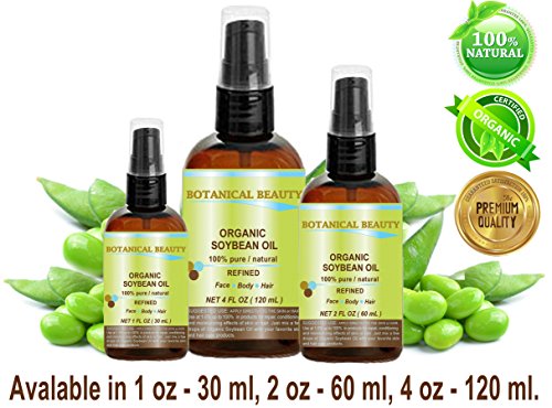 Botanical Beauty Soybean Oil, 100% Pure, Cold Pressed.. For Face, Hair and Body. 4 oz-120 ml