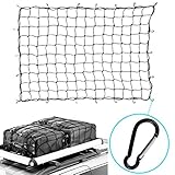 GROWNEER 4'x6' Bungee Cargo Net Heavy Duty Truck Bed Net Stretches to 8'x12'' Bungee Cord Tie-Down Net for Rooftop Cargo Carrier with 20 Hooks Small 5