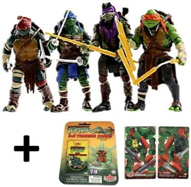 Aurora Originals Ninja Turtles Action Figures Set of 4, Collectible TMNT 3D Model Cards