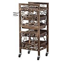 YQDZ Retro Salon Hairdressing Trolley, Hairdresser Barber Beauty Storage Hair Spa Roller Cart Salon Tray with 4 Pullout Retro Golden Drawers,B