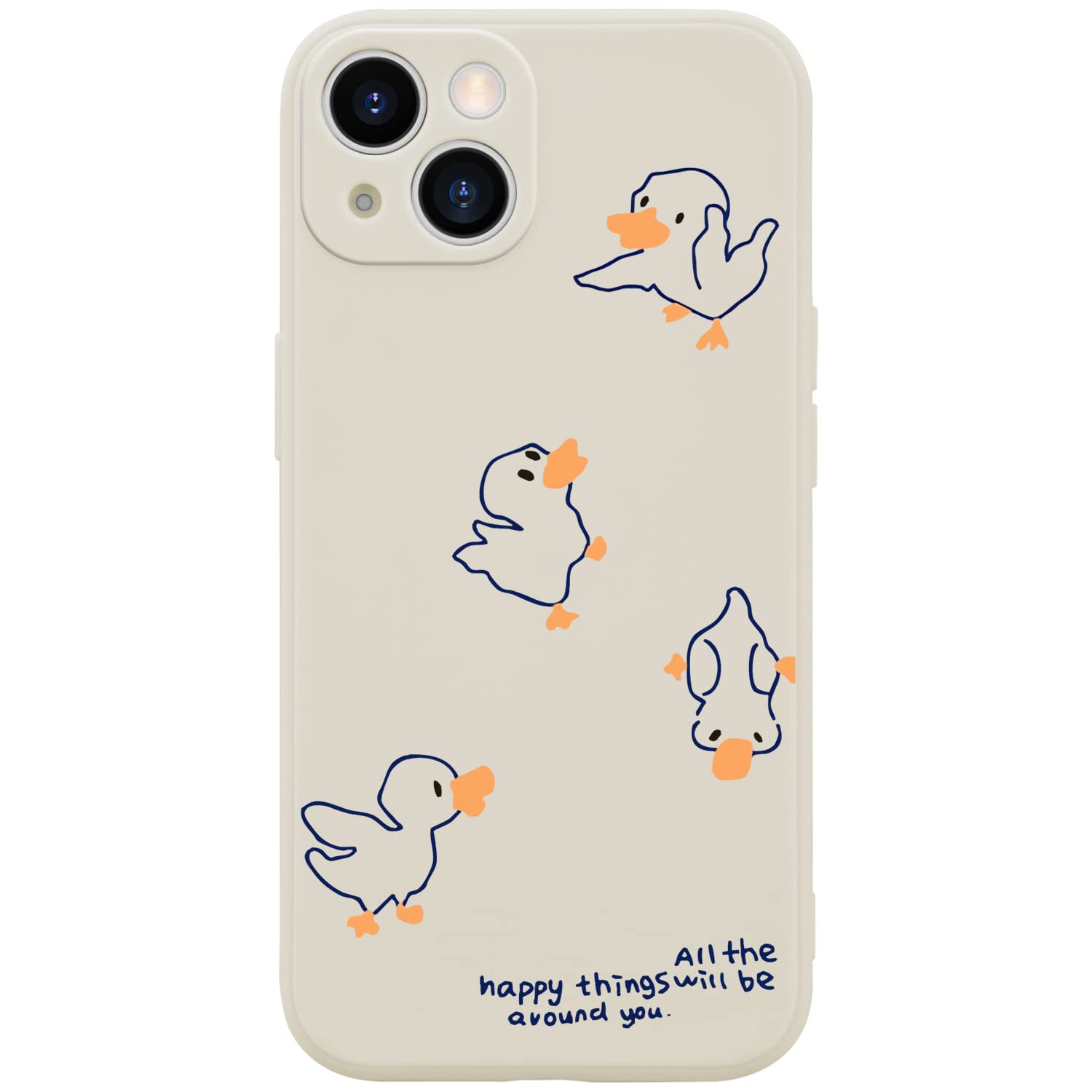 Wihytec Lovely Duck Phone Case for iPhone 16 Cartoon Duck Case Cover Liquid Silicone Soft Gel Rubber Anti-Scratch Girly Women Matte Phone Case Microfiber Lining Protective Cover