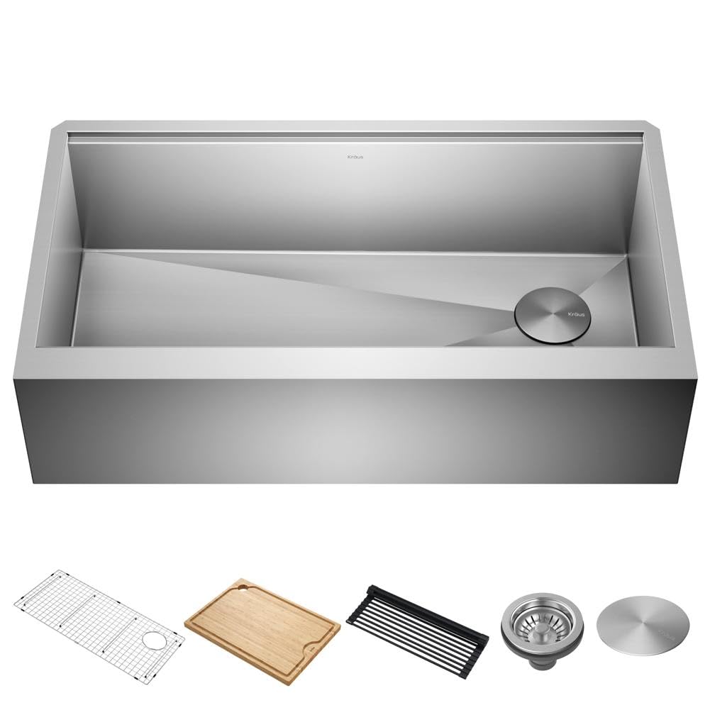Photo 1 of ***FACTORY SEALED ***KRAUS Kore 36-Inch Modern Farmhouse Workstation 16 Gauge Single Bowl Stainless Steel Kitchen Sink with Accessories, KWF410-36