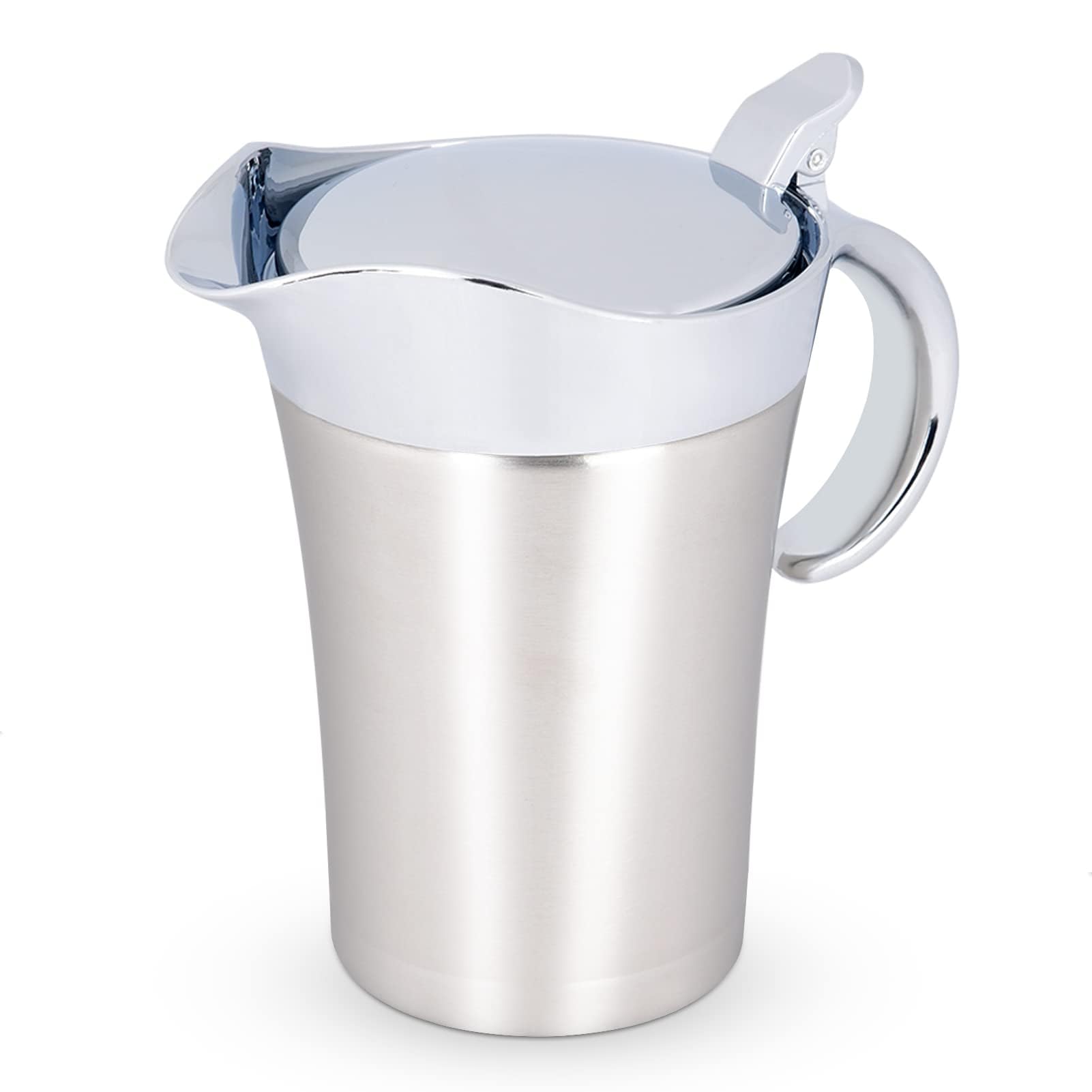 Stainless Steel Gravy Boat with Lid, 750Ml/26.3 Oz, Double Wall Insulated Thermal Sauce Pot Serving Jug for Gravy, Custard, Cream, Sauce