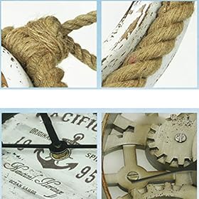LIPENGWEI Creative Mediterranean Style Hemp Rope Wall Clocks,Living Room Personality Decoration Clock,Roman Numerals… 51MxR4wJUAL
