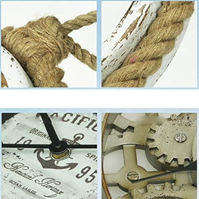 LIPENGWEI Creative Mediterranean Style Hemp Rope Wall Clocks,Living Room Personality Decoration Clock,Roman Numerals… 51MxR4wJUAL