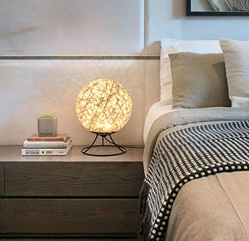 XUEBAOBAO Modern Post-Modern Table Lamp Bedroom Bedside Warm Romantic Creative Personality Gift Twine Rattan Ball Woven Reading Lamp Children's Room Office Desk Lamp