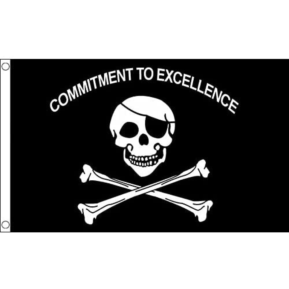AZ FLAG - Pirate Commitment To Excellence Flag - 3x5 Ft - 100D Polyester Pirates Banner with Two Metal Grommets - Fade Resistant - Vivid Colors - 3' x 5' Feet - 150x90 Cm
