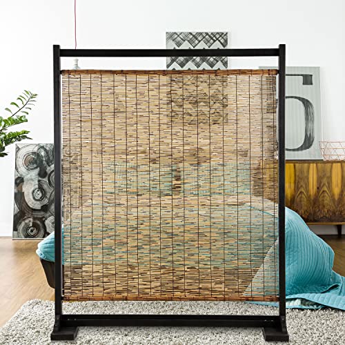 MyGift Large Semi Private Reed Single Panel Privacy Screen Room Divider
