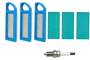 3Pcs 795115 697153 Air Filters with a Spark Plug, Compatible with Briggs Stratton 698083 697014 697776 John Deere GY20573 L10