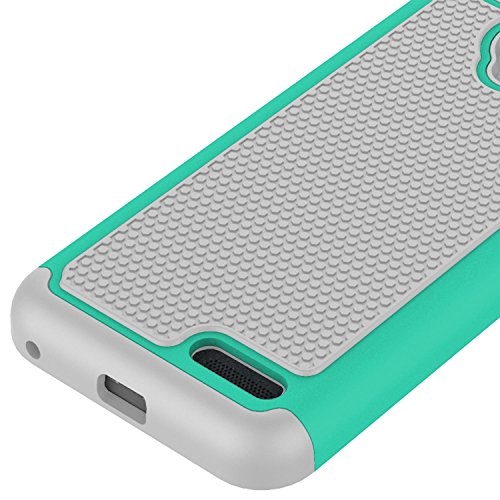 ZTE ZMax 3 Case, ZTE ZMax Champ Case, ZTE ZMax Grand LTE Case, ZTE Grand X3 Case, CoverON HexaGuard Protective Heavy Duty Hybrid Phone Cover - Teal and Gray - Thumbnail 4