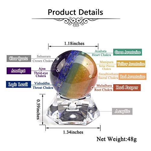 Top Plaza 7 Chakra Healing Crystal Gemstone Ball Decor Reiki Balancing Divination Sphere Sculpture Figurine for Home… - Image 7